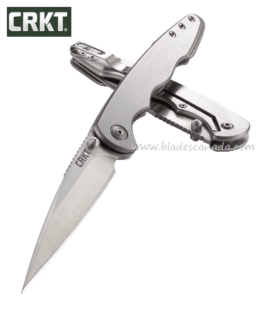 CRKT Flat Out Folding Framelock Knife, Stainless Handle, 7016 - Click Image to Close