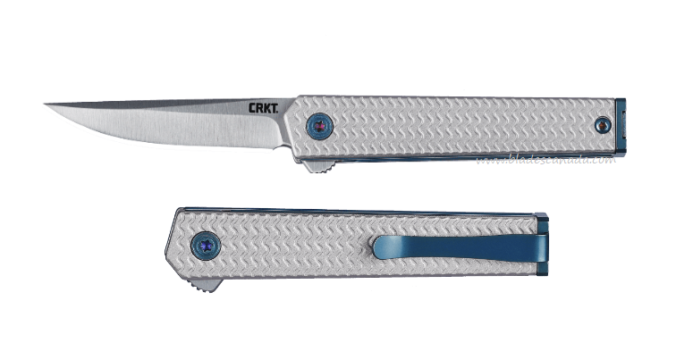 CRKT CEO Microflipper Folding Knife, 12C27 Sandvik Satin, Aluminum, 7081