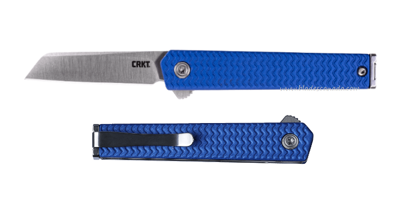 CRKT CEO Microflipper Folding Knife, 12C27 Sandvik Satin, Aluminum Blue, 7083