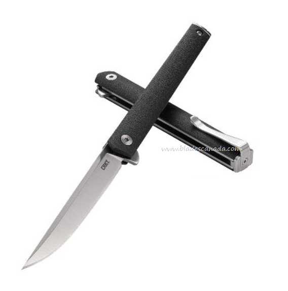 CRKT CEO Flipper Folding Knife, AUS 8, GFN Black, 7097 - Click Image to Close