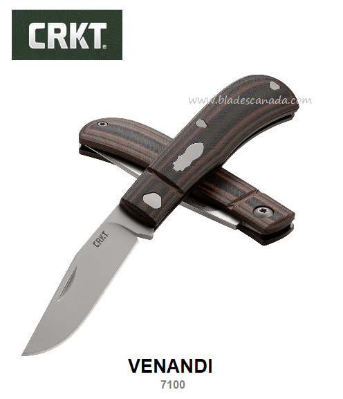 CRKT Venandi Richard Rogers Slipjoint Folding Knife, G10 Brown/Black, 7100