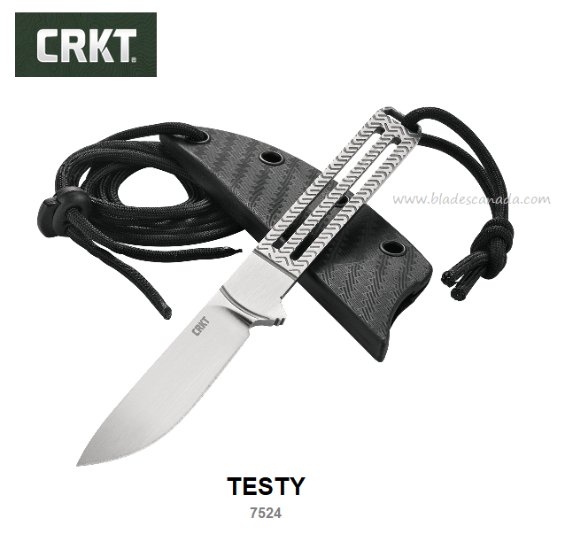 CRKT Testy Fixed Blade Knife, Stainless Handle, CRKT7524