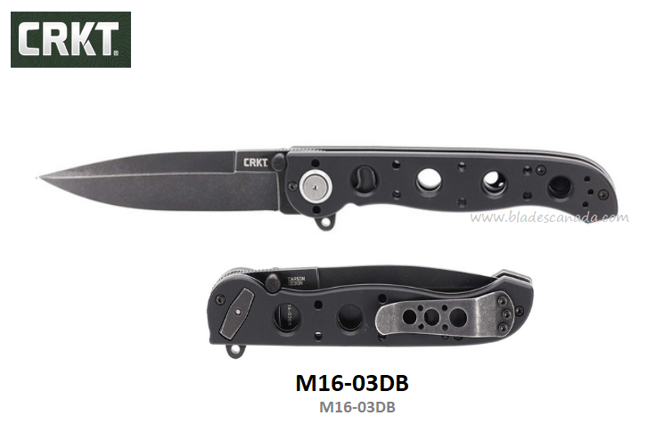 CRKT M16-03DB Flipper Folding Knife, D2 Stonewash, Aluminum Black