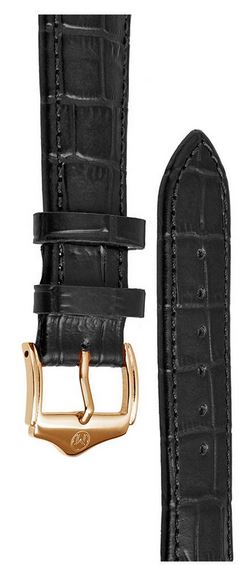 Melbourne Leather Black Croc Grain Watch Strap - 22mm - Click Image to Close