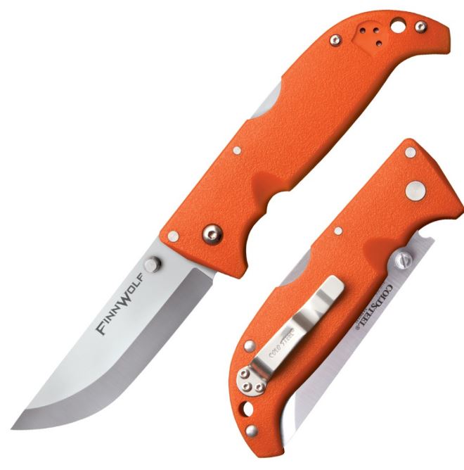 Cold Steel Finn Wolf Folding Knife, AUS 8A, Blaze Orange Handle, 20NPJ