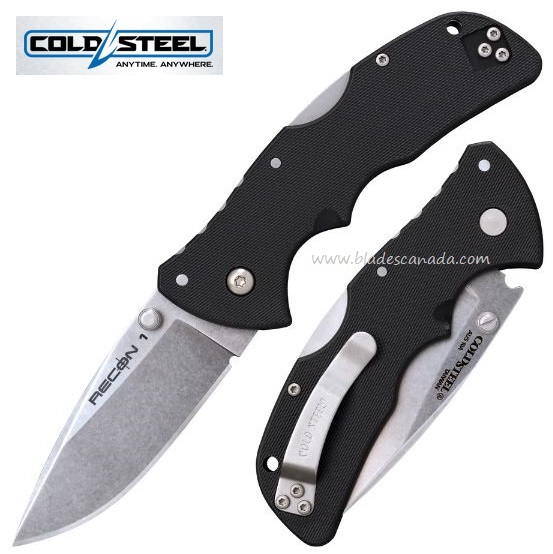 Cold Steel Mini Recon 1 Folding Knife, AUS 10A Spear Point, 27BAS - Click Image to Close