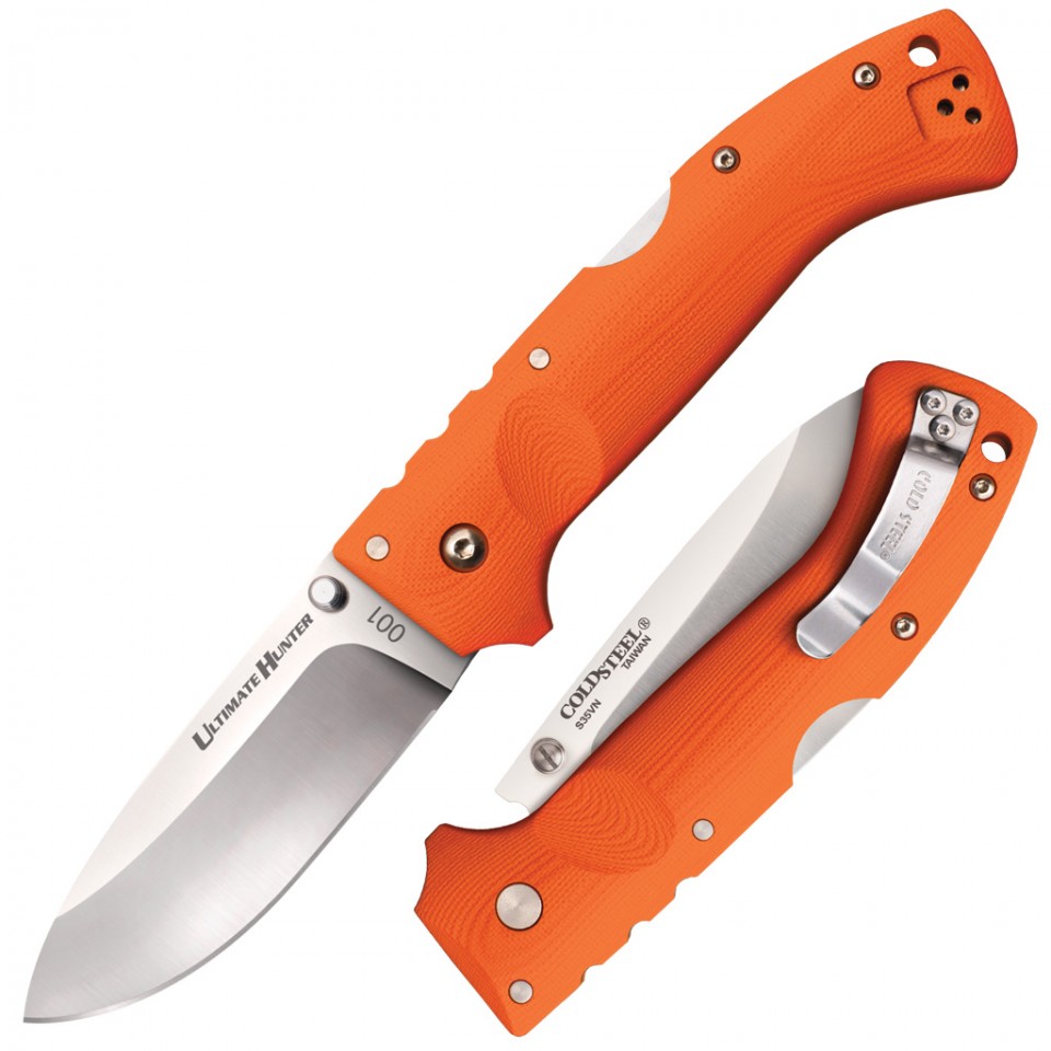 Cold Steel Ultimate Hunter Folding Knife, S35VN, G10 Blaze Orange, 30URY - Click Image to Close