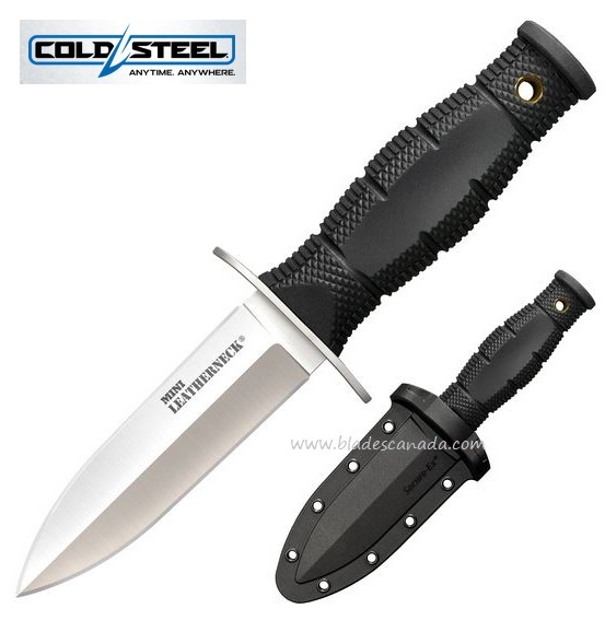 Cold Steel Mini Leather Neck Fixed Blade Knife, Double Edge Spear Point, Secure-Ex Sheath, 39LSAC - Click Image to Close