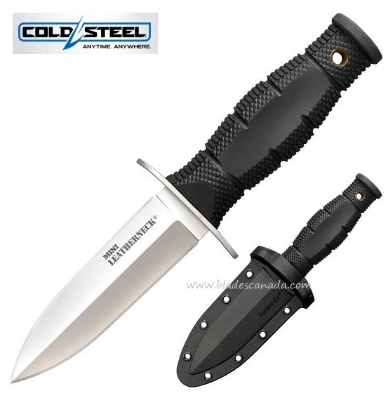 Cold Steel Mini Leather Neck Fixed Blade Knife, Double Edge Spear Point, Secure-Ex Sheath, CS-39LSAC