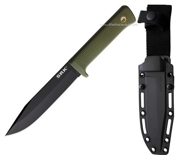 Cold Steel SRK Fixed Blade Knife, SK5 Black, Kray-Ex OD Green, CS-49LCK-ODBK