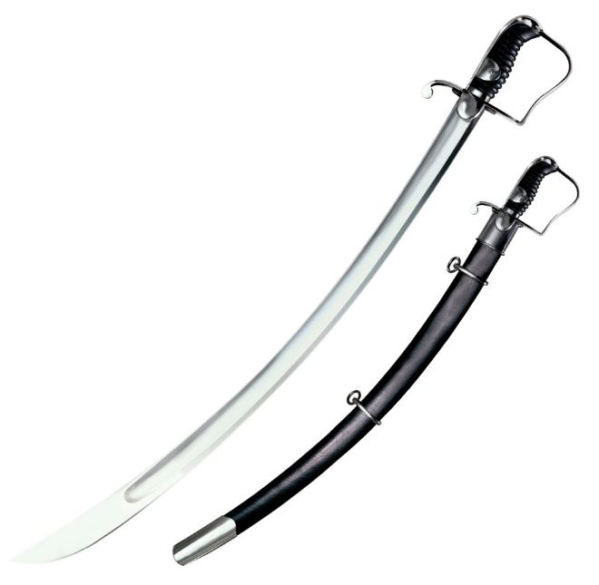 Cold Steel 1796 Light Cavalry Saber Sword, 1055 Carbon, Leather Wrapped Scabbard, 88S