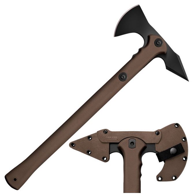 Cold Steel Trench Hawk Axe, 1055 Carbon, Dark Earth, Secure-Ex Sheath, 90PTHF
