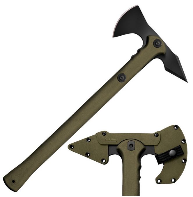Cold Steel Trench Hawk Axe, 1055 Carbon, OD Green, Secure-Ex Sheath, 90PTHG