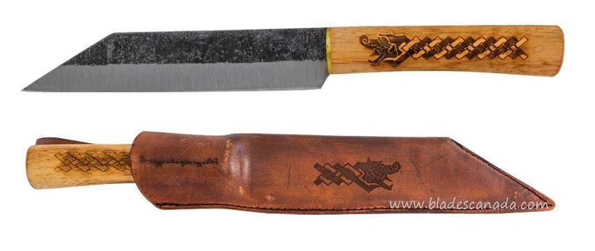 Condor Norse Dragon Seax Knife, 1095 Carbon, Leather Sheath, CTK1024-7.0HC - Click Image to Close