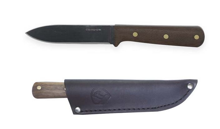 Condor Kephart Fixed Blade Knife, 1075 Carbon, Hardwood, Leather Sheath, CTK247-4.5HC