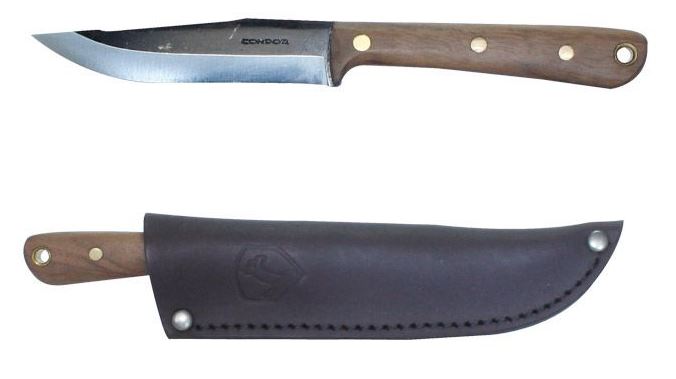 Condor Tavian Fixed Blade Knife, 1075 Carbon, Hardwood, Leather Sheath, CTK249-4HC
