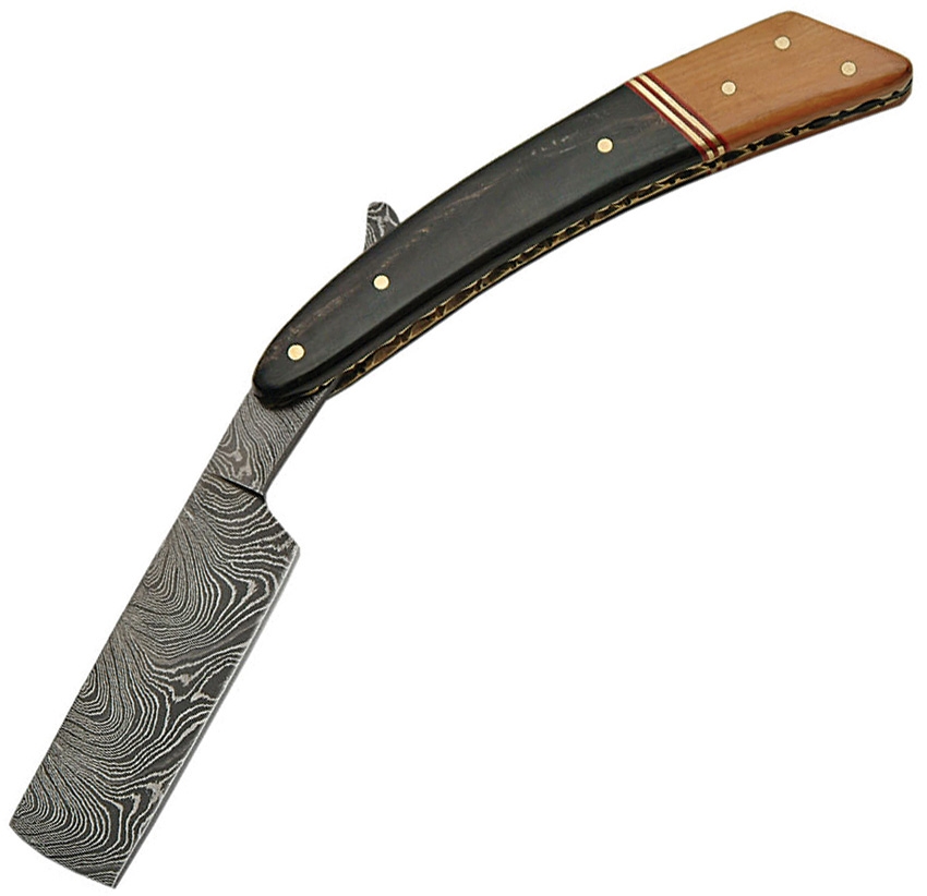 Damascus 1116WN Razor Knife, Walnut/Horn Handle