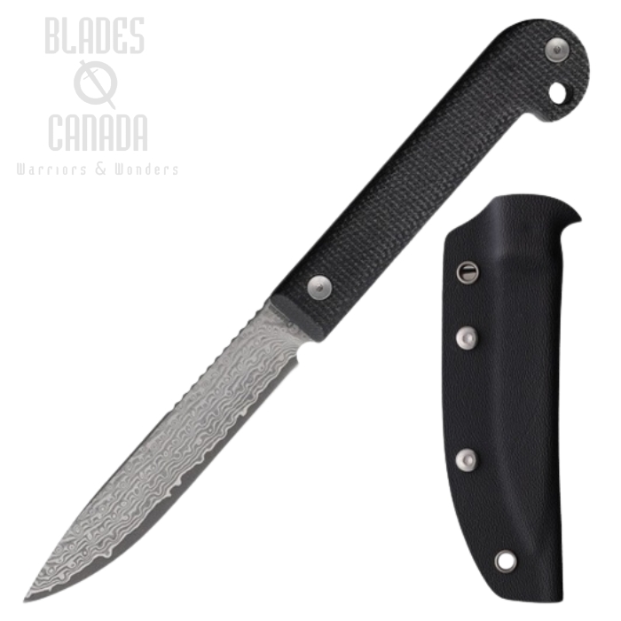 (image for) Daggerr Ataman Fixed Blade Knife, Damascus Steel, Black Canvas Micarta, Kydex Sheath, DG2409S-MBK-DMSK