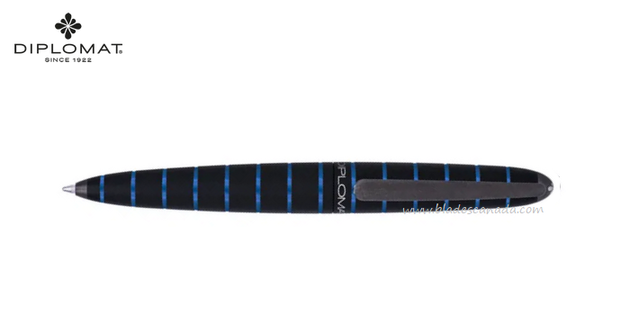 Diplomat Elox Ballpoint Pen, Aluminum Black/Blue, 40352040