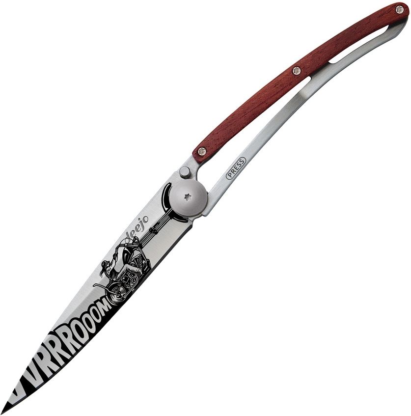 Deejo Biker Tattoo Framelock Folding Knife, 37 gram, 1CB023 - Click Image to Close