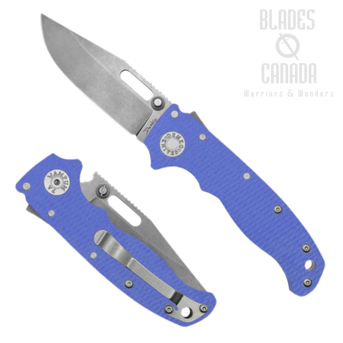 Demko AD20.5 Shark Lock Folding Knife, 20CV Clip Point, G10 Blue #2, 205-20CV-BLG10-CP