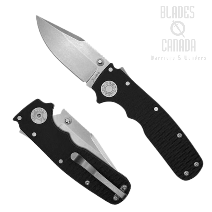 Demko Shark Cub Shark Lock Folding Knife, CPM 20CV Clip Point, G10 Black Peel Ply, SC-20CV-BLKG10-CP