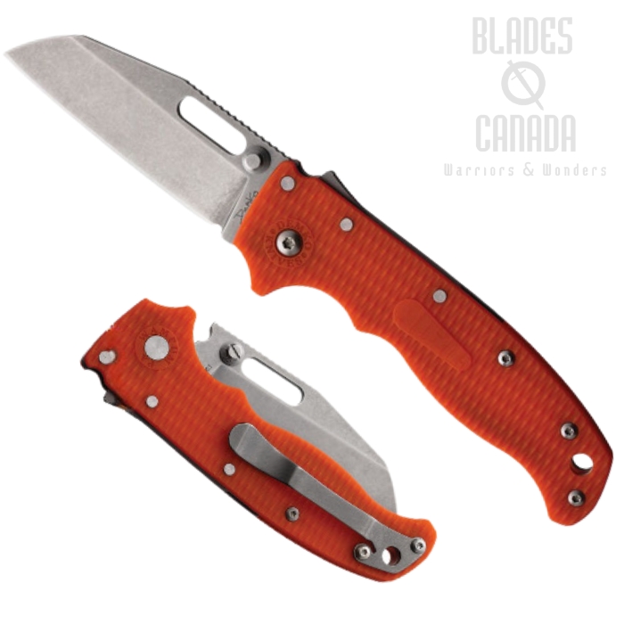 Demko AD20.5 Shark-Foot Folding Knife, D2 SW, Grivory Orange, DEMAD205F26