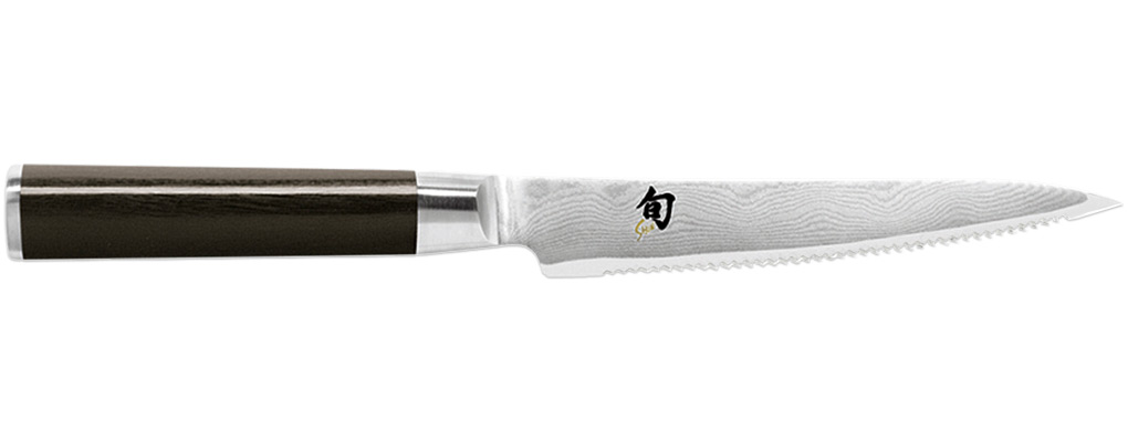 Shun DM0722 Classic 6" Serrated Utility Knife - Click Image to Close