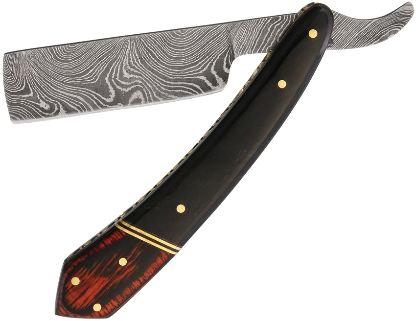 Damascus 1116HN Razor-Style Knife, Buffalo Horn/Pakkawood Handle, DM1116HN