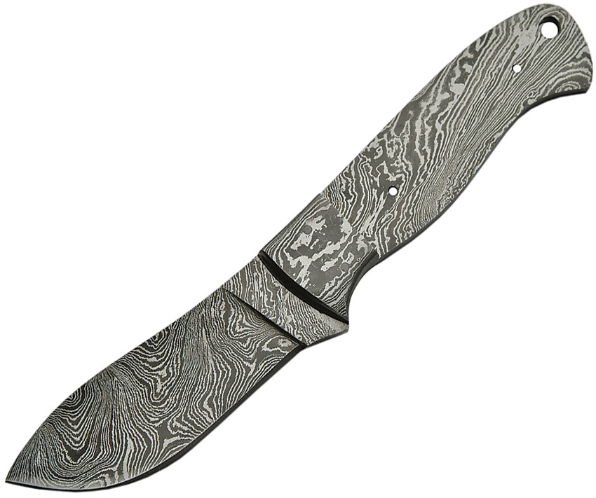 Damascus 2729DM Fixed Blade Skinner Knife, One-Piece Blank Handle, Damascus Bolster