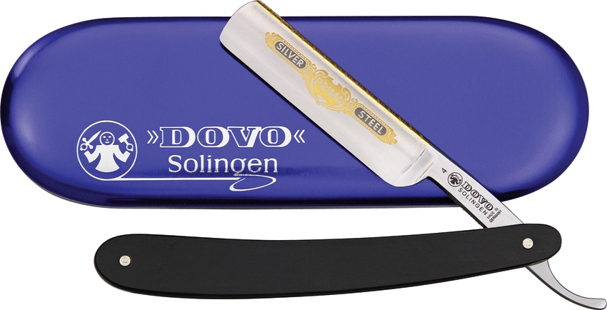 Dovo 4580 Carbon Steel Straight Razor with Gift Tin - Ebony Wood - Click Image to Close