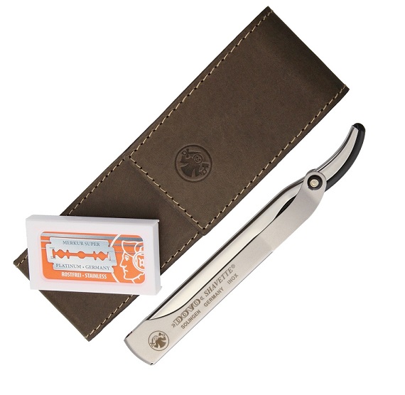 Dovo 577056 Shavette Straight Razor w/ Leather Pouch