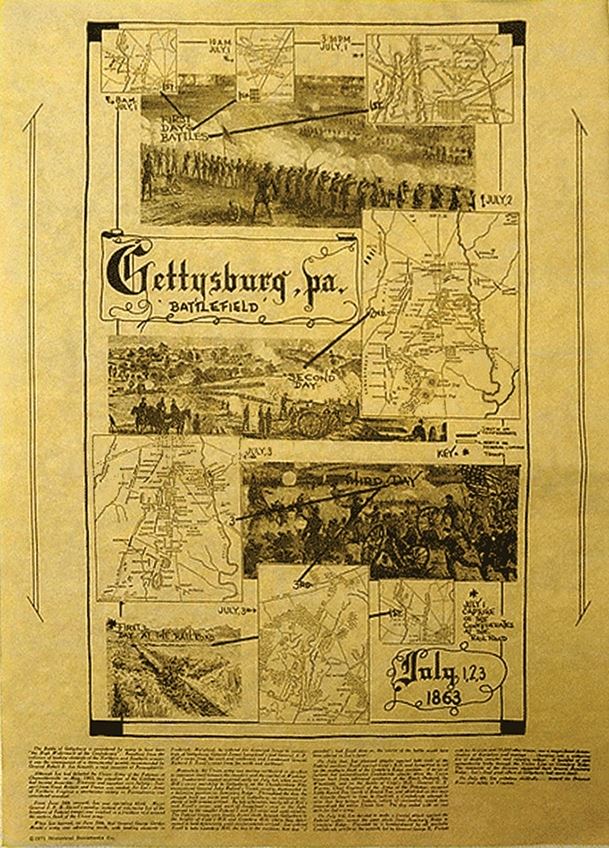 Denix DX82 Gettysburg Battlefield Map Poster - Click Image to Close