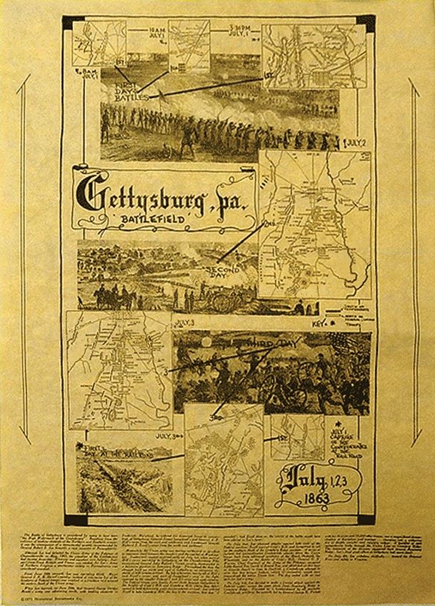 Denix DX82 Gettysburg Battlefield Map Poster