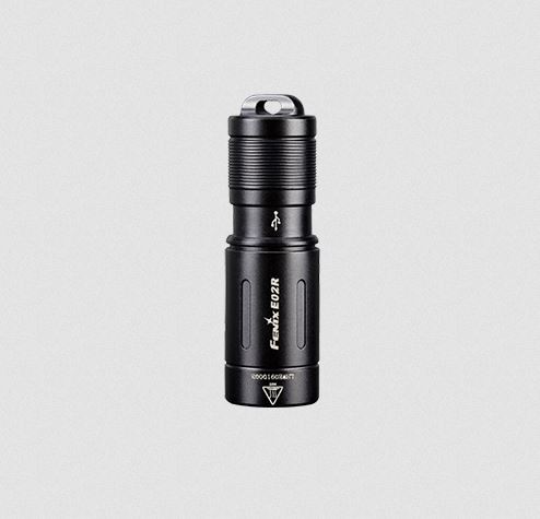 Fenix E02R Rechargeable Keychain Flashlight Black - 200 Lumens