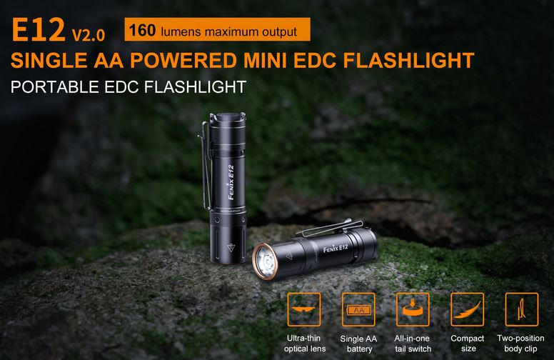 Fenix E12 V2.0 Pocket Flashlight - 160 Lumens - Click Image to Close