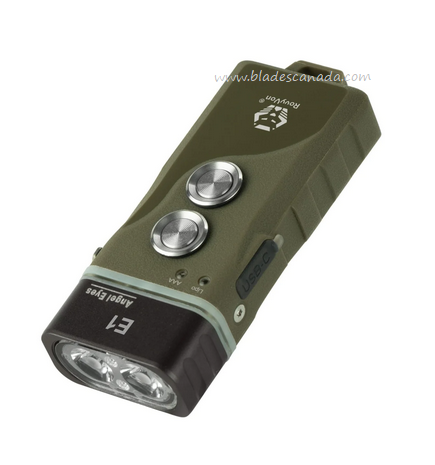 Rovyvon E1 Hybrid Pocket Flashlight, Polymer Green Body, 4000K Warm White, 500 Lumens