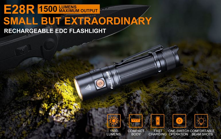 Fenix E28R Rechargeable Flashlight - 1500 Lumens - Click Image to Close
