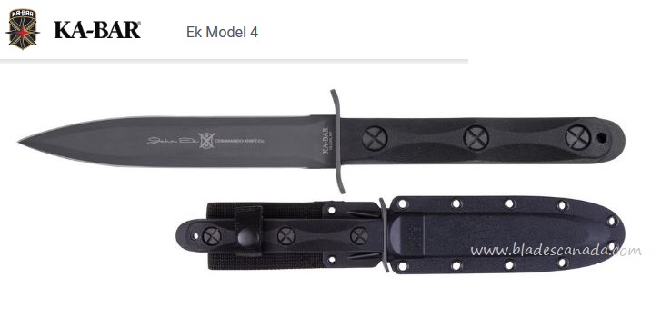 Ka-Bar John Ek Commando Model 4 Fixed Knife, Hard Sheath, EK44