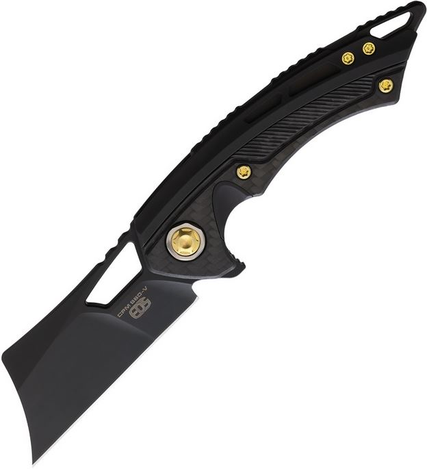 EOS Mini Nautilus Cleaver Black CPM-S90V Black Titanium & CF - Black & Gold