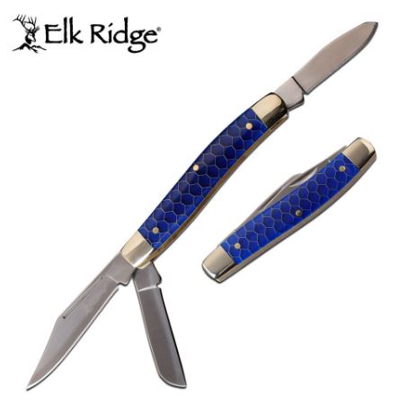 Elk Ridge ER939BL Traditional Pocket Knife, Blue Handle