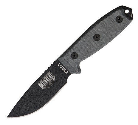 ESEE 3P Fixed Blade Knife, 1095 Carbon, Micarta, Coyote Brown Molded Sheath, 3P