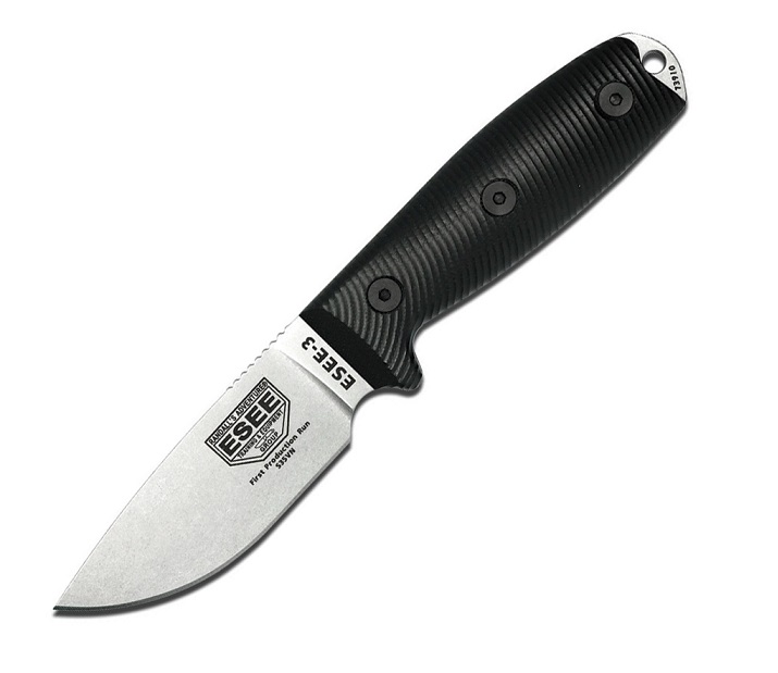ESEE 3PM-35V001 Fixed Blade Knife, S35VN, G10 3D Black, Molded Sheath, 3PM35V001