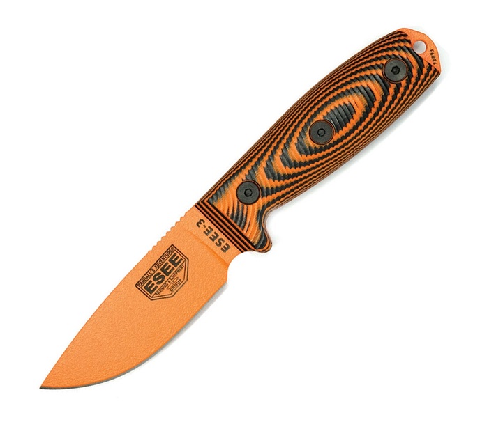 ESEE 3PMOR-006 Fixed Blade Knife, 1095 Carbon Orange, G10 3D Black/Orange, 3PMOR-006