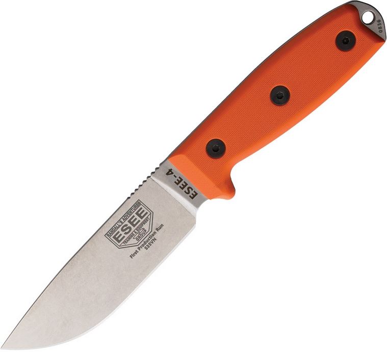 ESEE Model 4 Fixed Blade Knife, S35VN, G10 Orange, 4P35V-OR