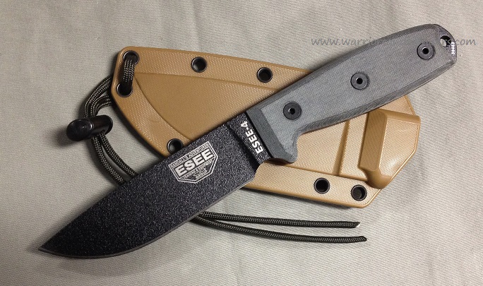 ESEE 4P Fixed Blade Knife, 1095 Carbon, Micarta, Coyote Brown Sheath - Click Image to Close