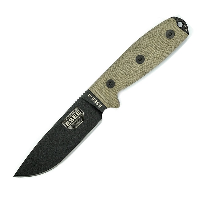 ESEE 4PB-017 Fixed Blade Knife, 1095 Carbon, 3D Canvas Micarta, 4PB-017