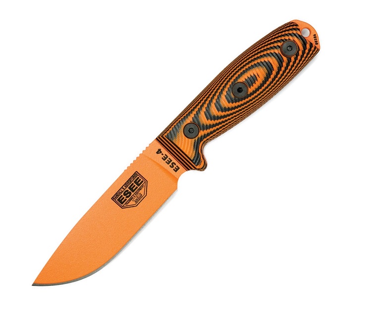 ESEE 4POR-006 Fixed Blade Knife, 1095 Carbon Orange, G10 3D Black/Orange - Click Image to Close