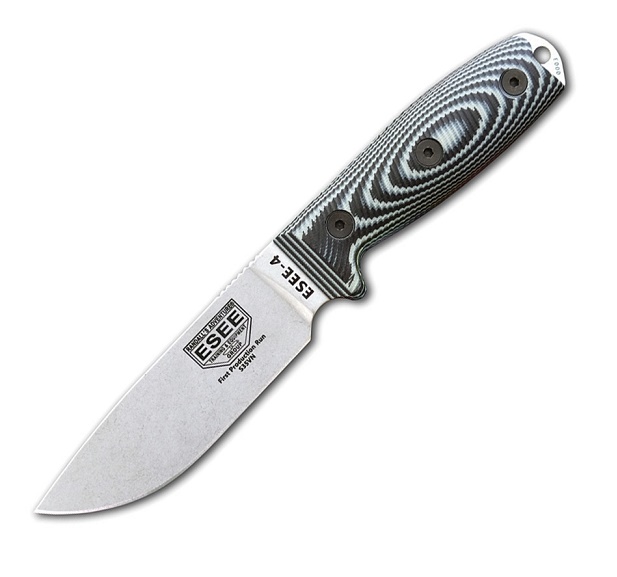 ESEE 4P35-V002 Fixed Blade Knife, S35VN, G10 Black/Grey, Black Sheath
