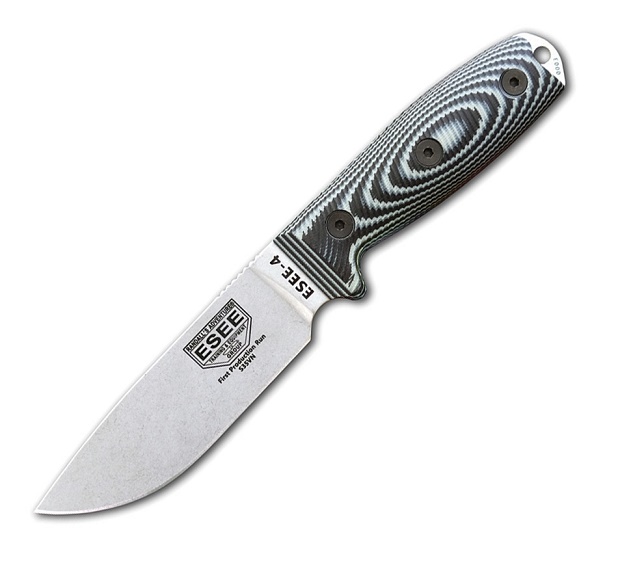 ESEE 4P35-V002 Fixed Blade Knife, S35VN, G10 Black/Grey, Black Sheath, 4P35-V00